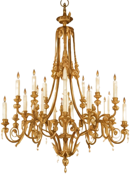 Golden ornate crystal chandelier